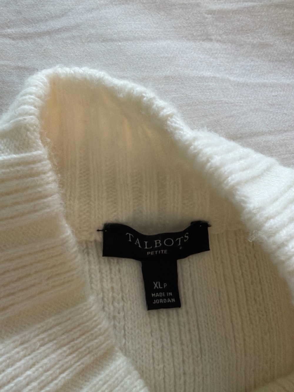 Talbots Cream Ribbed Button-Shoulder Sweater - Picture 3 of 7
